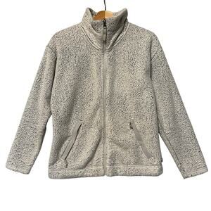 North Face Fleece Full-Zip Teddy Sherpa Sweater Beige Women's Size Medium